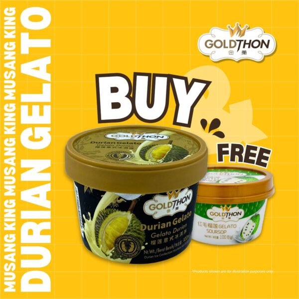 [KLANG VALLEY ONLY] <HALAL> D197 MUSANG KING DURIAN GELATO FREE GELATO SOURSOP